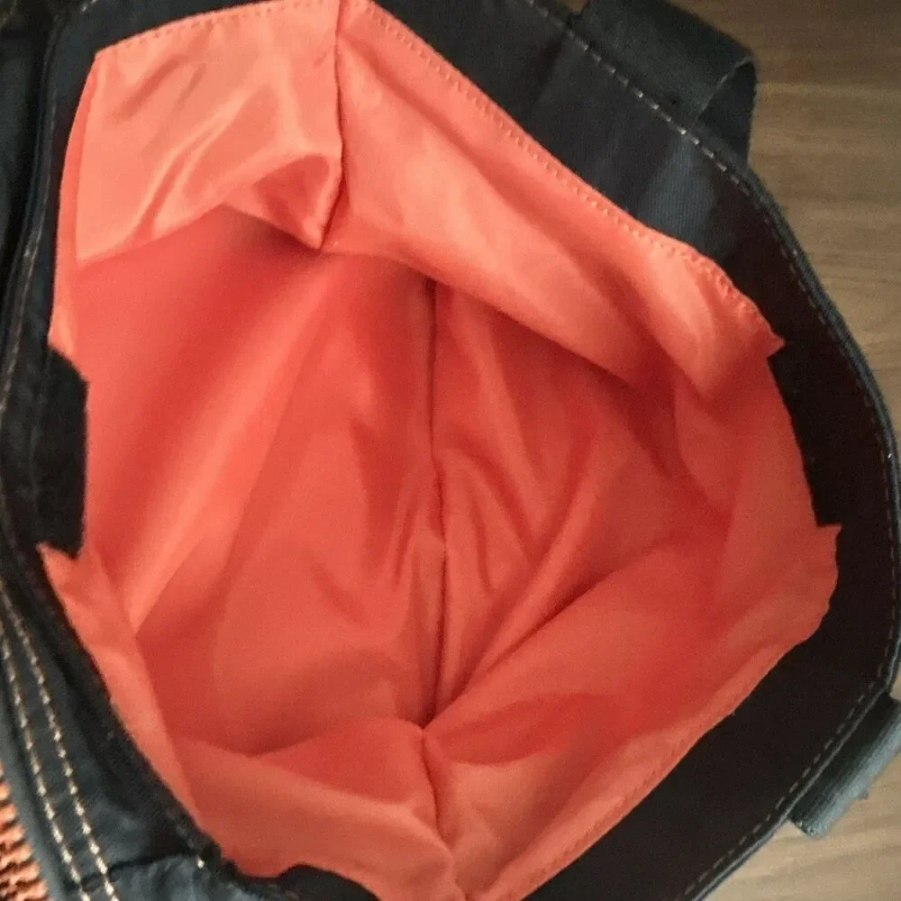 Nine West Black Satchel Top Handle Bag Orange Lining Zip Snap New with Tag